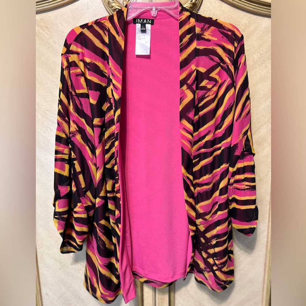 IMAN Pink and Black Zebra Print Blazer